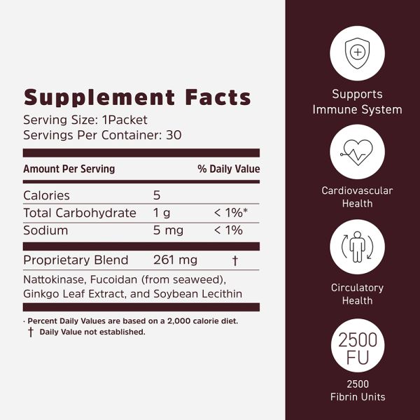 Nattokinase (plus Fucoidan) / 1 mth supply (30 packets)