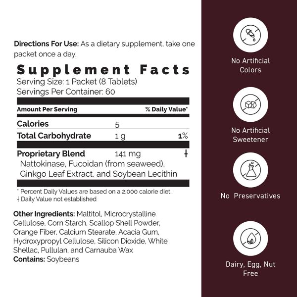 Nattokinase (plus Fucoidan) / 2 mth supply (60 packets)